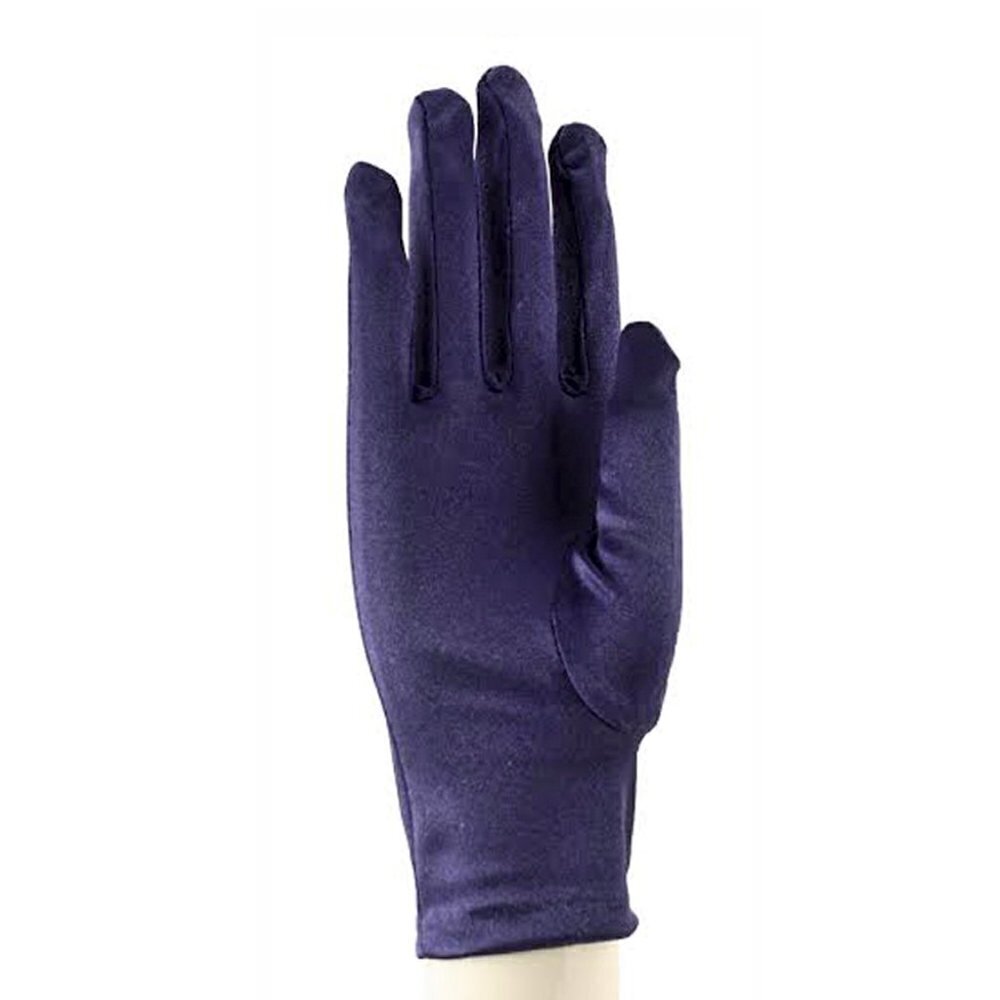 Navy Blue Satin Stretch Wrist Length Dress Gloves Retro Style - Hey Viv